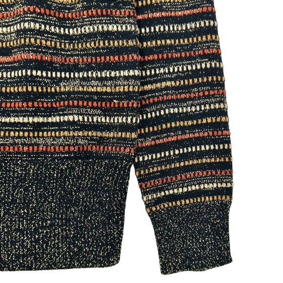 Marc Jacobs Black Gold Brown Metallic Striped Oversized Turtleneck Wool Sweater - Picture 3 of 7